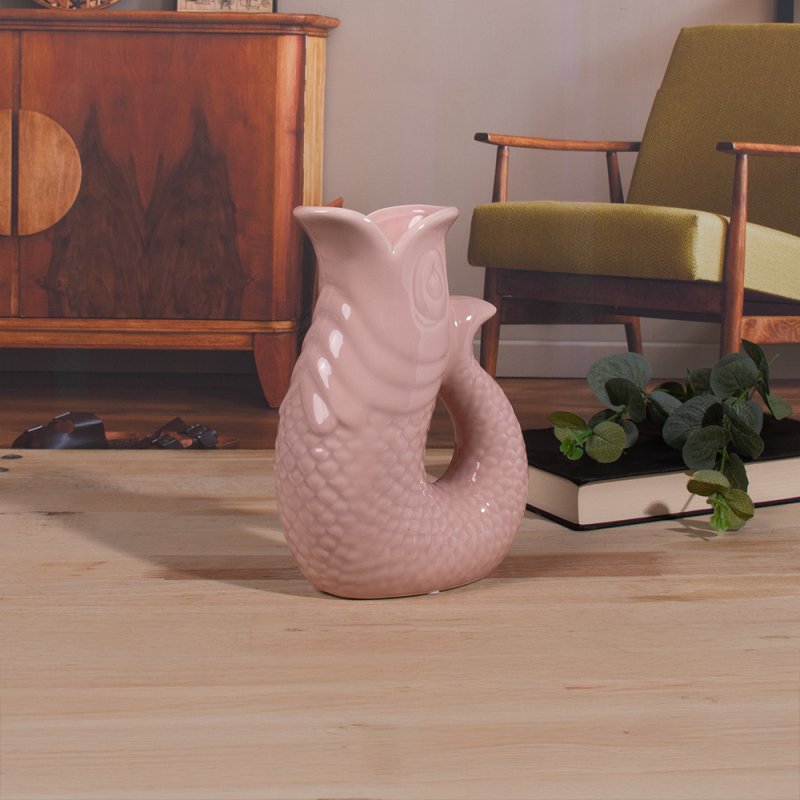 lesser & pavey FISH JUG/VASE PINK 20CM LP76741
