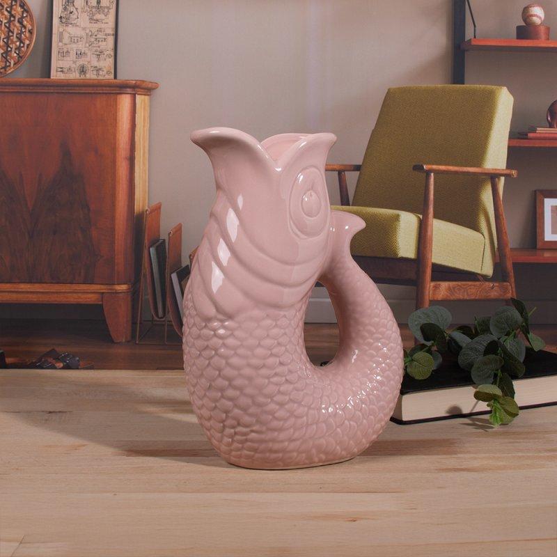 lesser & pavey FISH JUG/VASE PINK 26CM LP76746