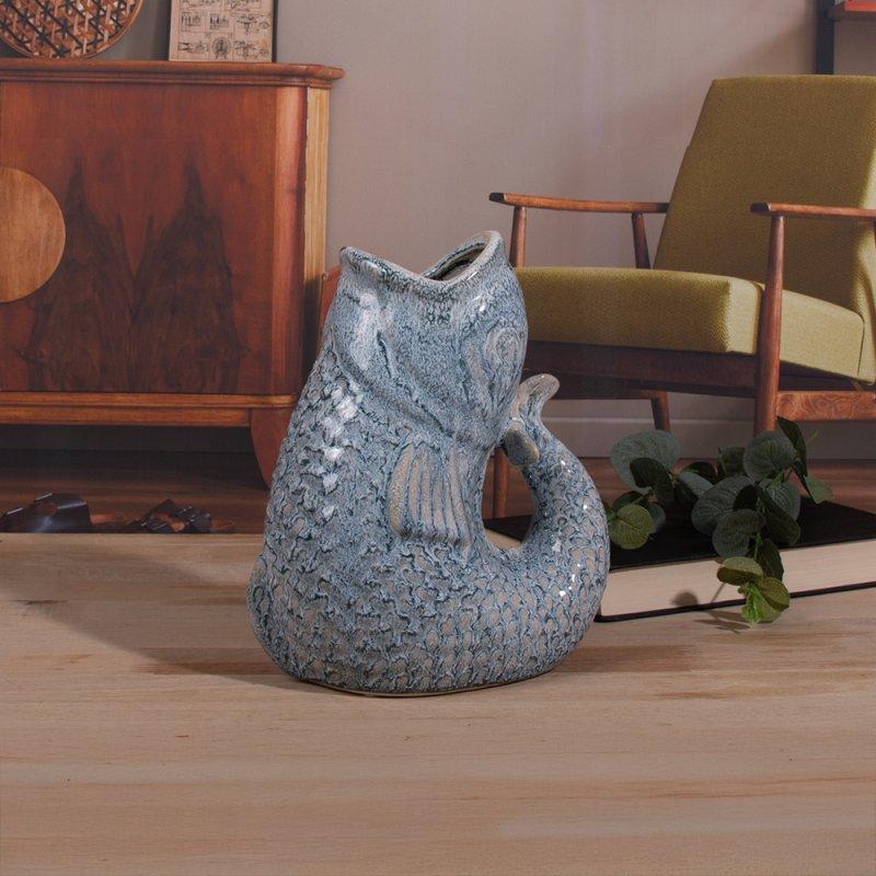 lesser & pavey FISH JUG / VASE SKY BLUE 23CM LP76720