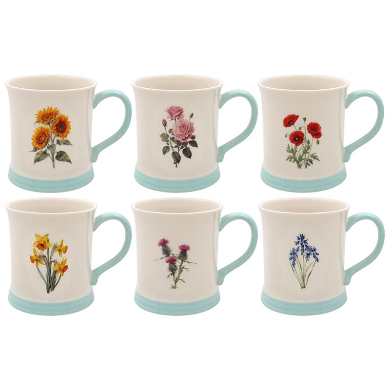 lesser & pavey FLORAL MUGS 6 ASST EMBOSSED LP75128