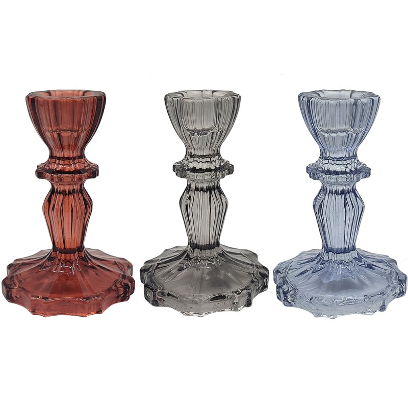 lesser & pavey GLASS CANDLE STICK 3 ASST LP74643