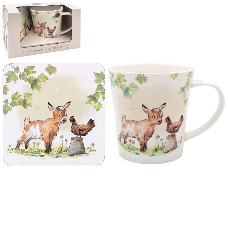 lesser & pavey GOAT & HEN MUG & COASTER LP96440