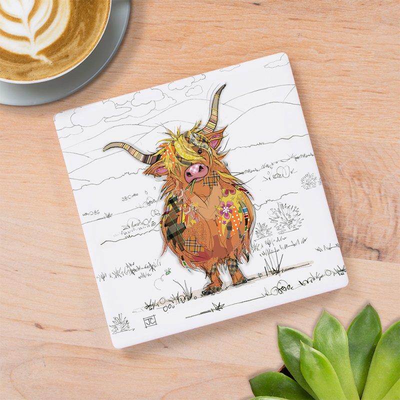 lesser & pavey HAMISH HIGHLAND COW COASTER LP34183