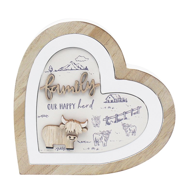 lesser & pavey HIGHLAND COW 3D HEART FAMILY LP75011