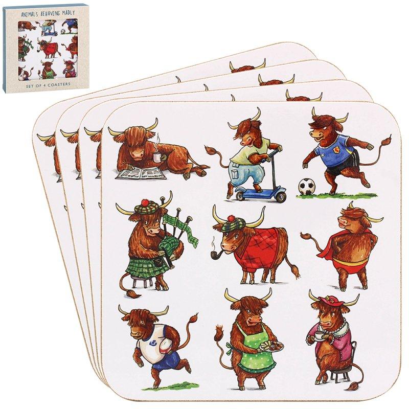 Lesser & Pavey HIGHLAND COW COASTERS SET 4 LP96304