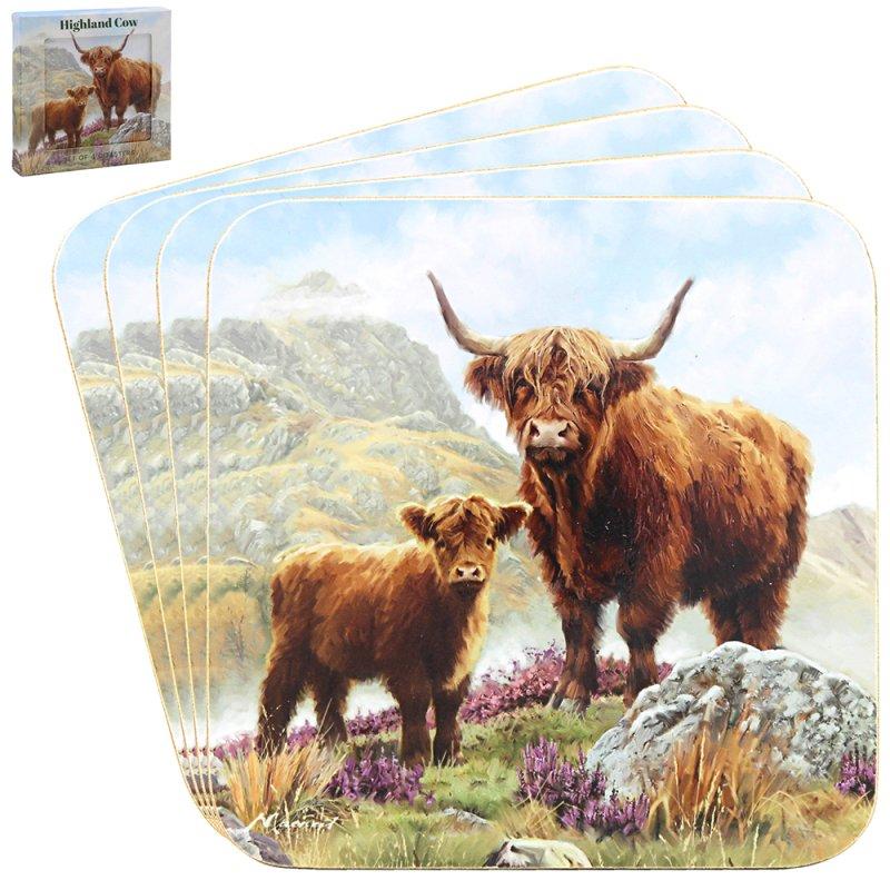 Lesser & Pavey HIGHLAND COW COASTERS SET 4 LP96522