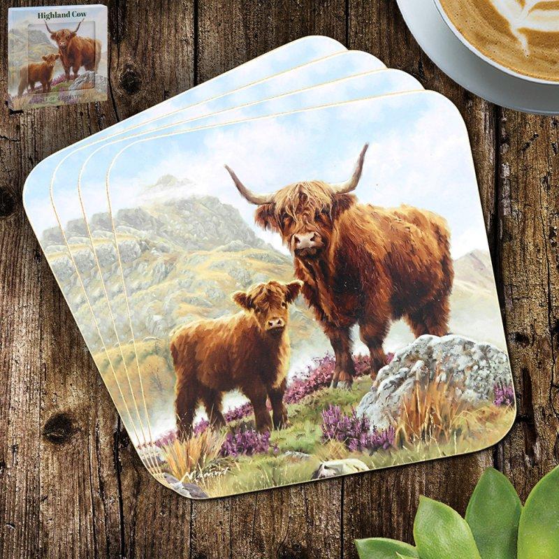 lesser & pavey HIGHLAND COW COASTERS SET 4 LP96522