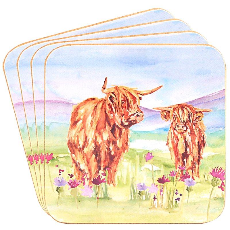 lesser & pavey HIGHLAND COW COASTERS SET 4 LP96768