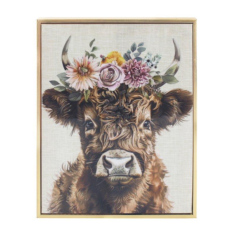 Lesser & Pavey HIGHLAND COW FLOWERS WALL ART LP76184