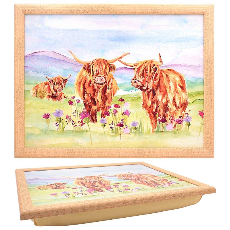 lesser & pavey HIGHLAND COW LAPTRAY LP96775