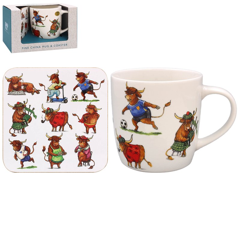 Lesser & Pavey HIGHLAND COW MUG & COASTER LP96303