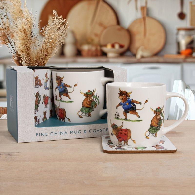 lesser & pavey HIGHLAND COW MUG & COASTER LP96303
