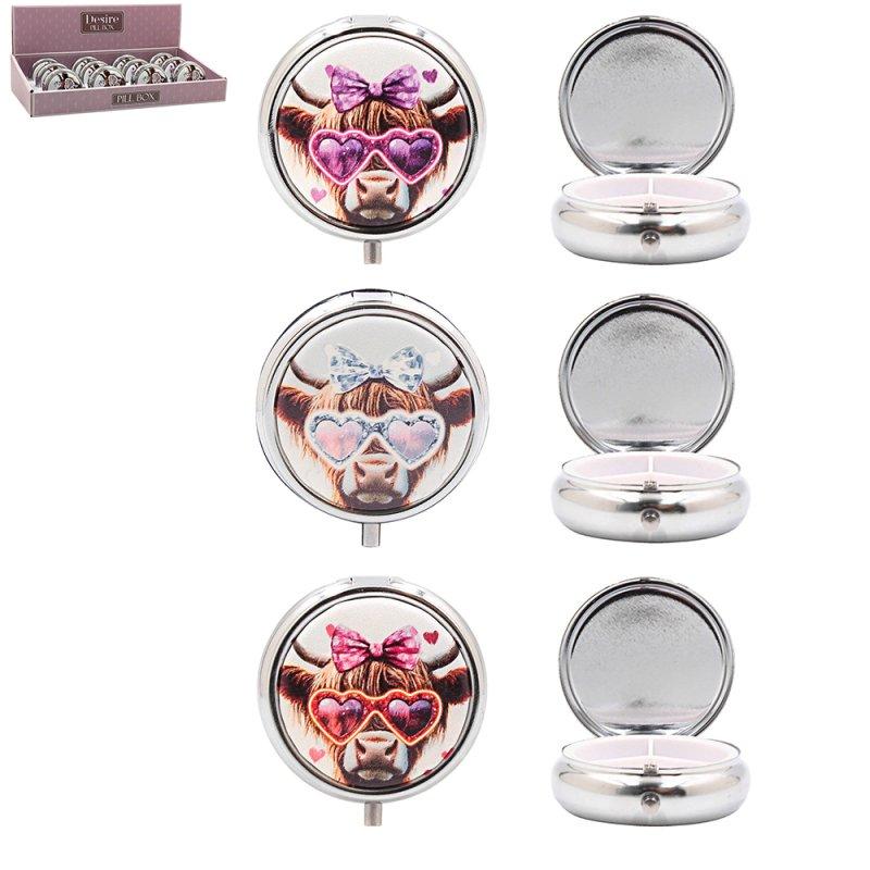 lesser & pavey HIGHLAND COW PILL BOX 3 ASST LP76635