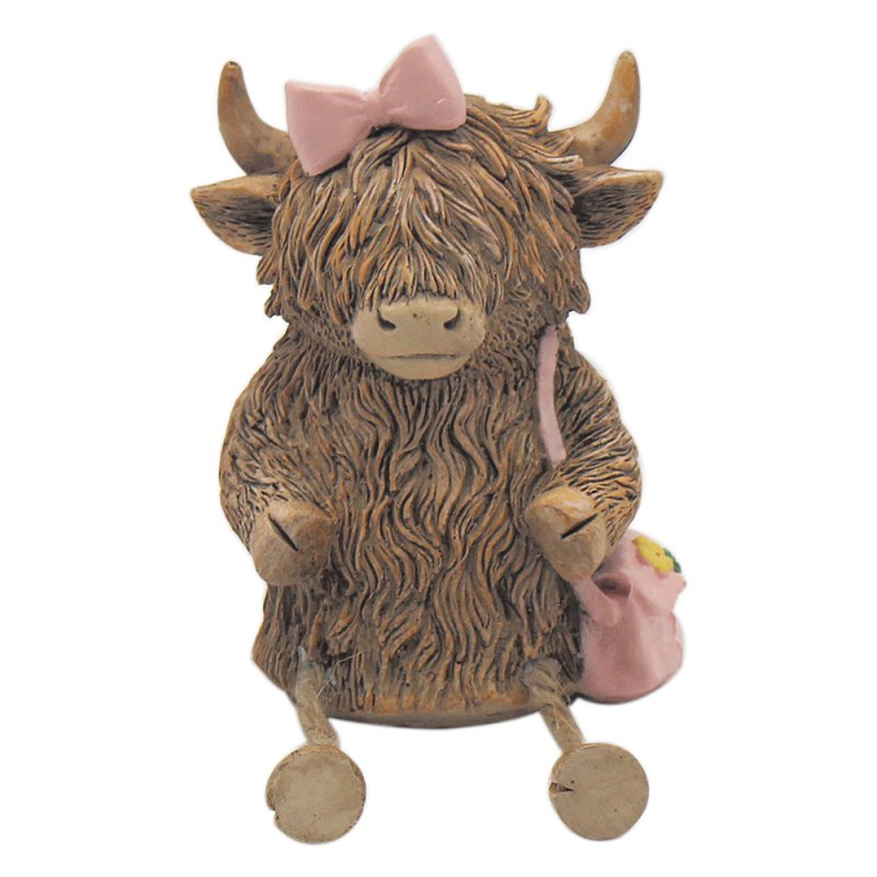 Lesser & Pavey HIGHLAND COW PINK BOW & BAG LP74363