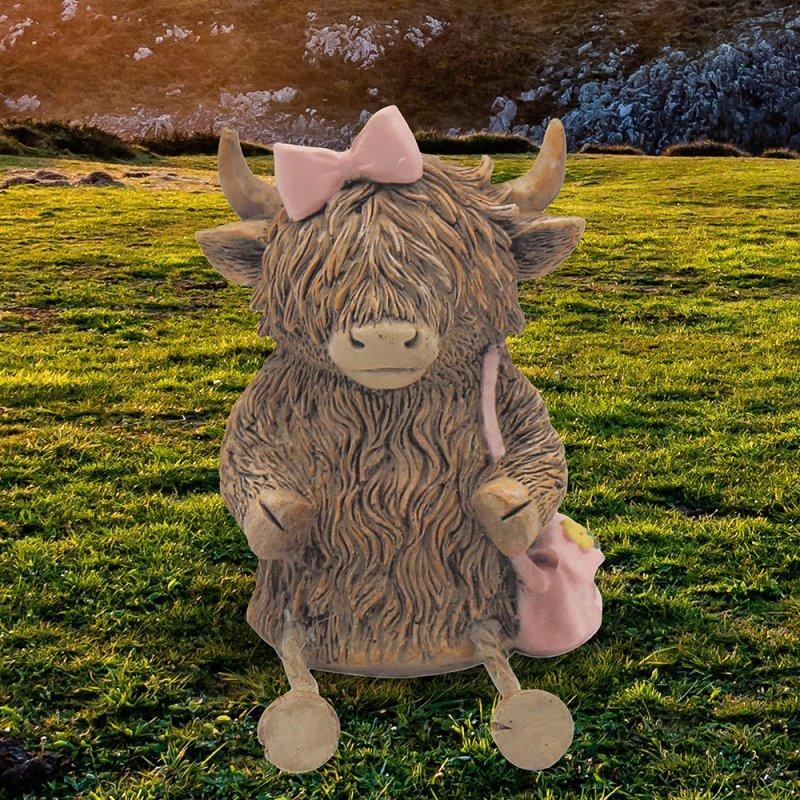 lesser & pavey HIGHLAND COW PINK BOW & BAG LP74363