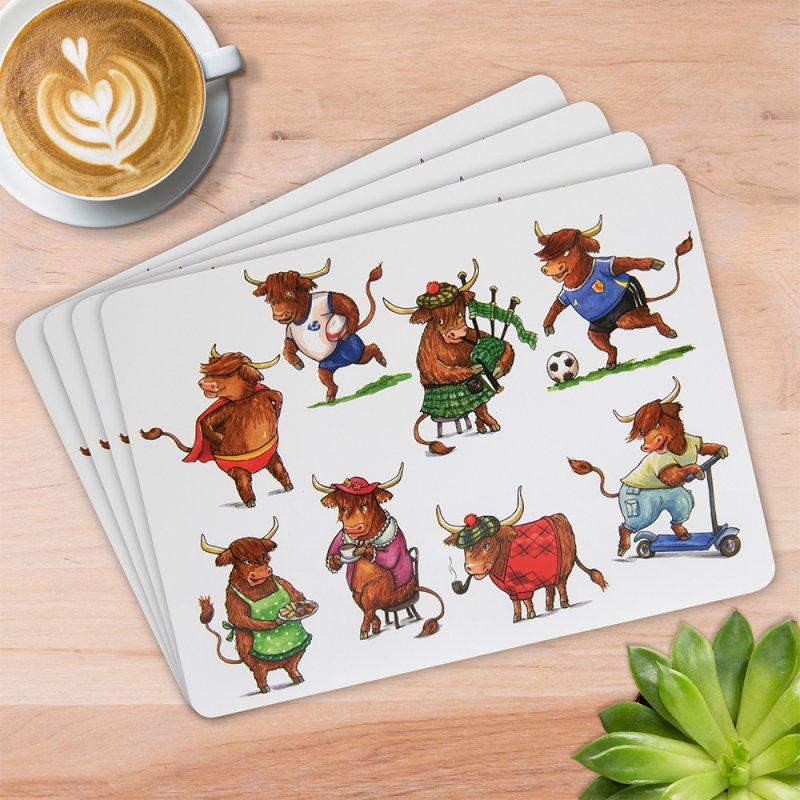 lesser & pavey HIGHLAND COW PLACEMATS SET 4 LP96305