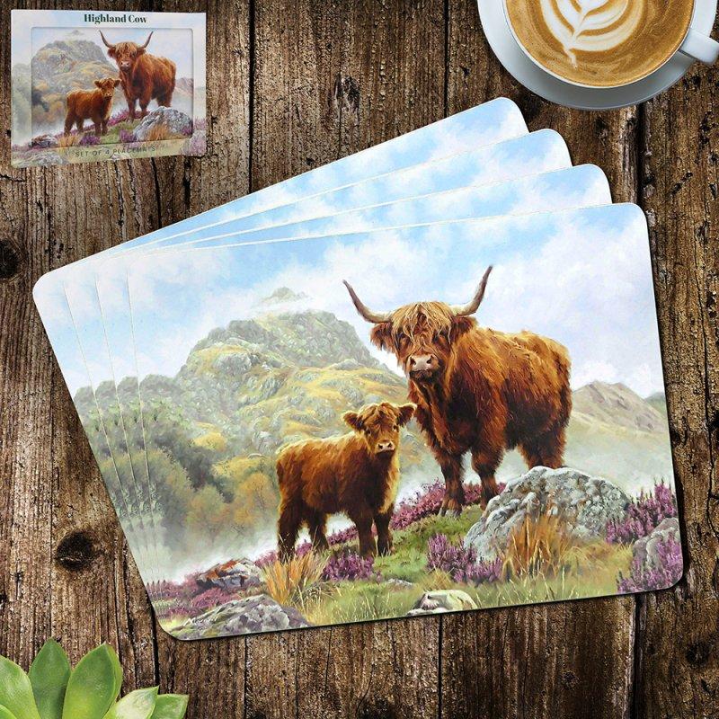 lesser & pavey HIGHLAND COW PLACEMATS SET 4 LP96523