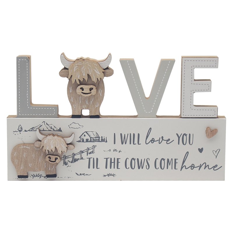 lesser & pavey HIGHLAND COW PLAQUE - LOVE LP74947