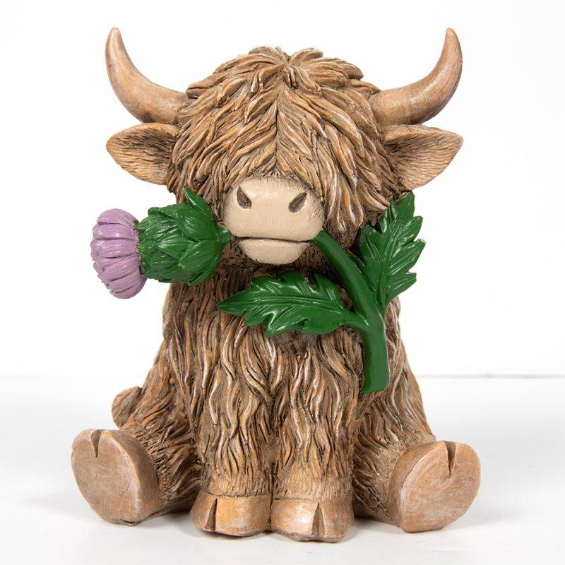 Lesser & Pavey HIGHLAND COW WITH THISTLE LP75341