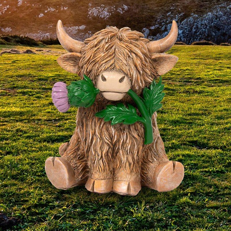 lesser & pavey HIGHLAND COW WITH THISTLE LP75341