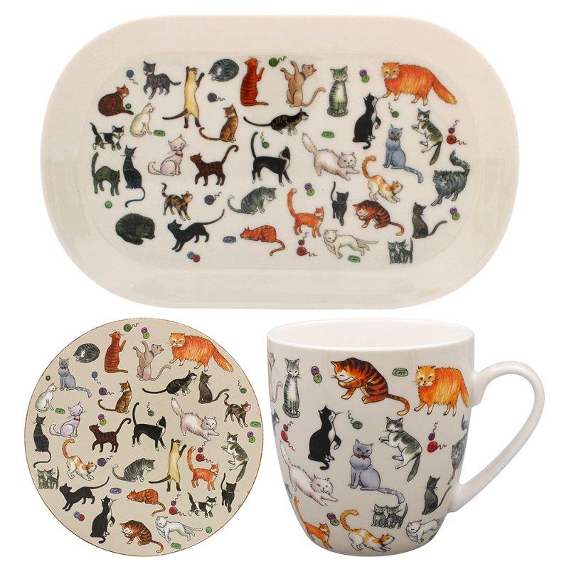lesser & pavey KITTY CATS MUG COASTER TRAY LP96401