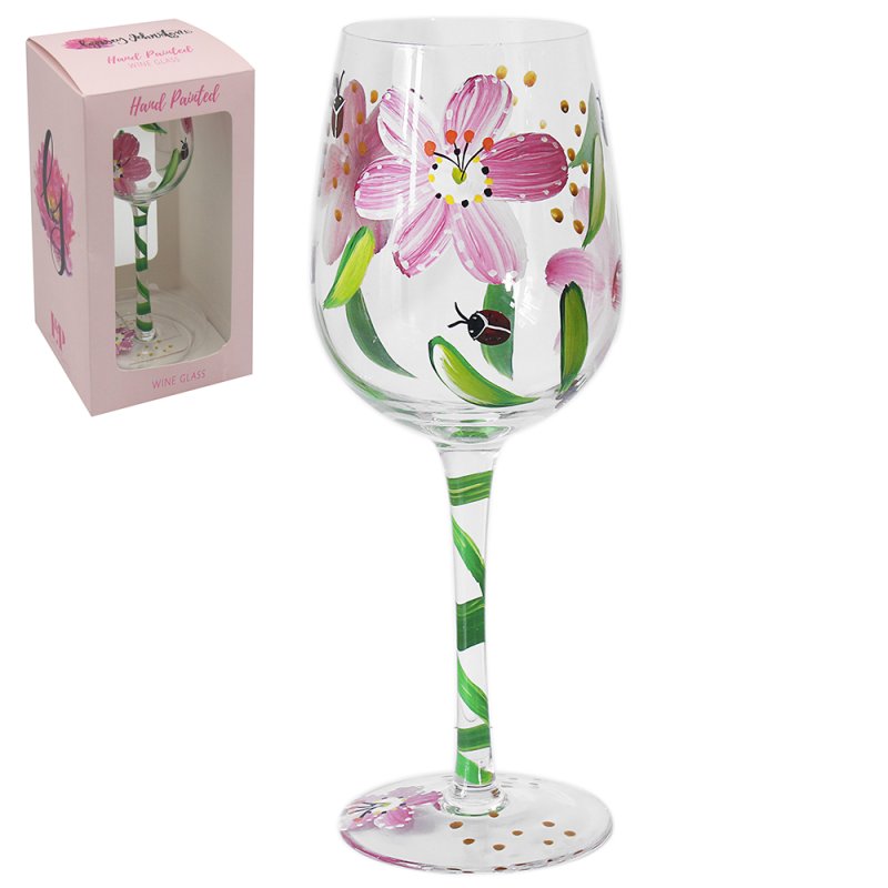 Lesser & Pavey LADYBIRDS & PINKPOPPIES WINEGL LP74530