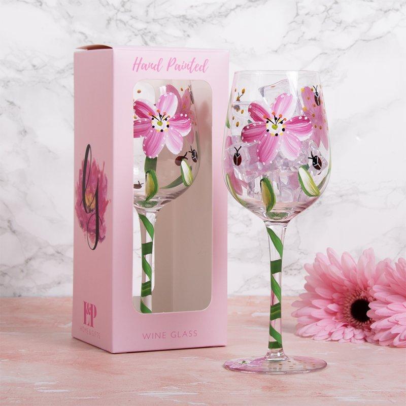 lesser & pavey LADYBIRDS & PINKPOPPIES WINEGL LP74530