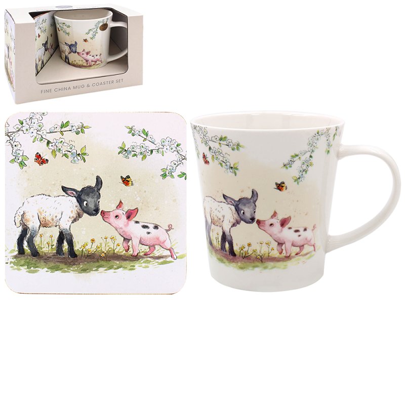 Lesser & Pavey LAMB & PIGLET MUG & COASTER LP96439