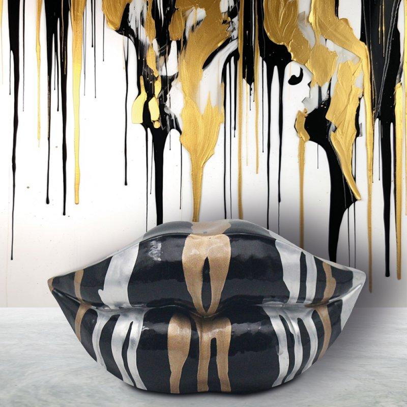 lesser & pavey LIPS GOLD BLK & SILVER SMALL LP73548