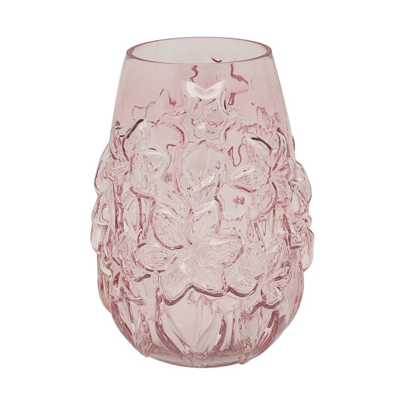 lesser & pavey PINK FLORAL GLASS VASE LGE LP75766