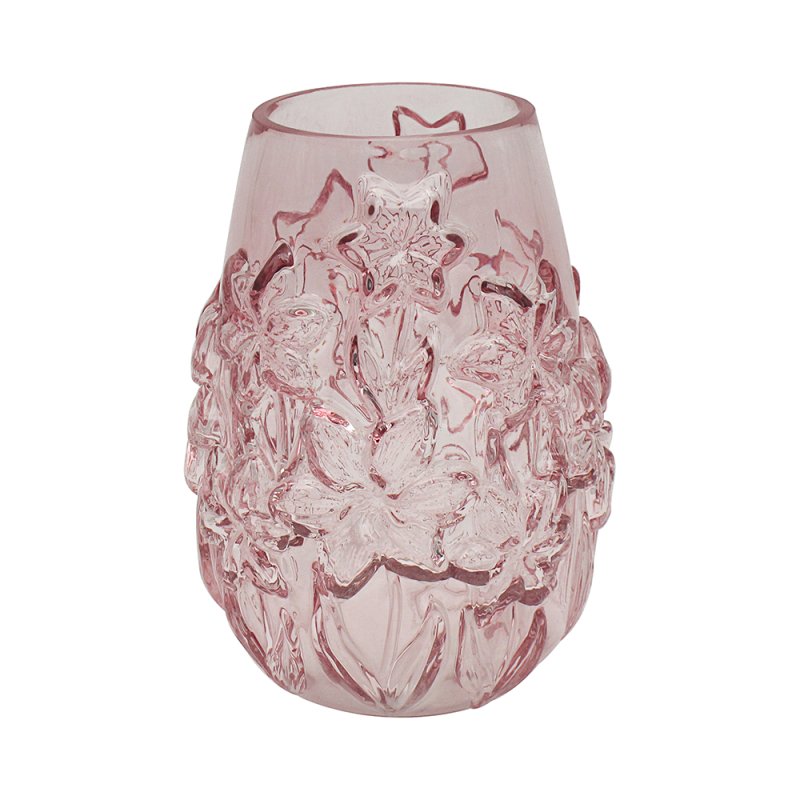 lesser & pavey PINK FLORAL GLASS VASE SML LP75765