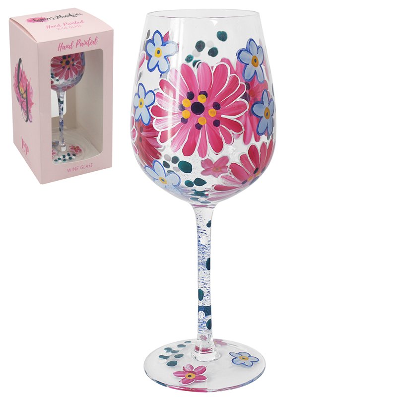 Lesser & Pavey PINK GERBERA WINE GLASS LP73837