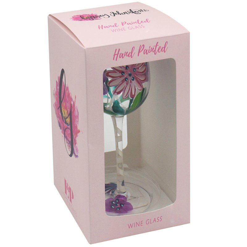 Lesser & Pavey PINK GERBERAS WINE GLASS LP74527