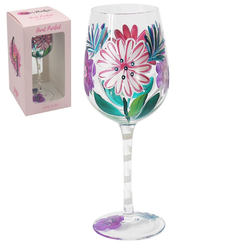 Lesser & Pavey PINK GERBERAS WINE GLASS LP74527