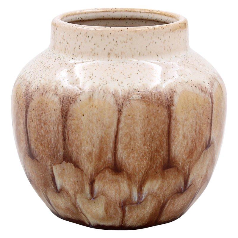 lesser & pavey REACTIVE GLAZE VASE BROWN 8CM LP74160