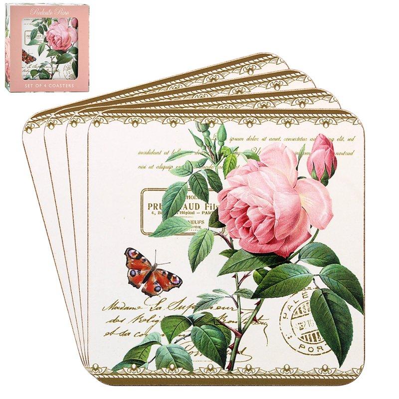 Lesser & Pavey REDOUTE ROSE COASTERS SET 4 LP96384