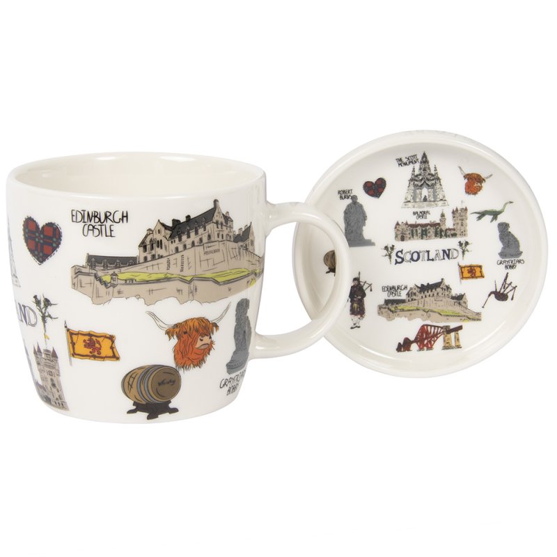 Lesser & Pavey SCOTTISH SKETCH MUG & COASTER LP34199