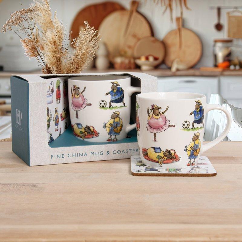 lesser & pavey SHEEP MUG & COASTER LP96295