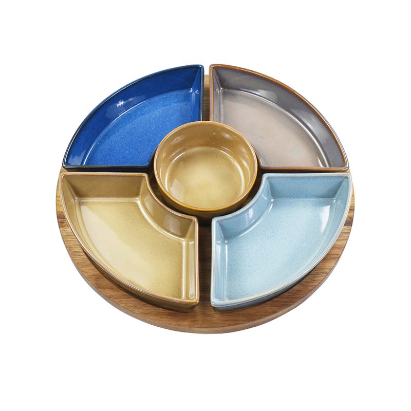 Lesser & Pavey SNACK DISHES & WOOD TRAY S5 LP72838