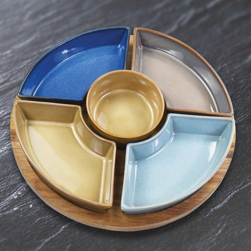 lesser & pavey SNACK DISHES & WOOD TRAY S5 LP72838