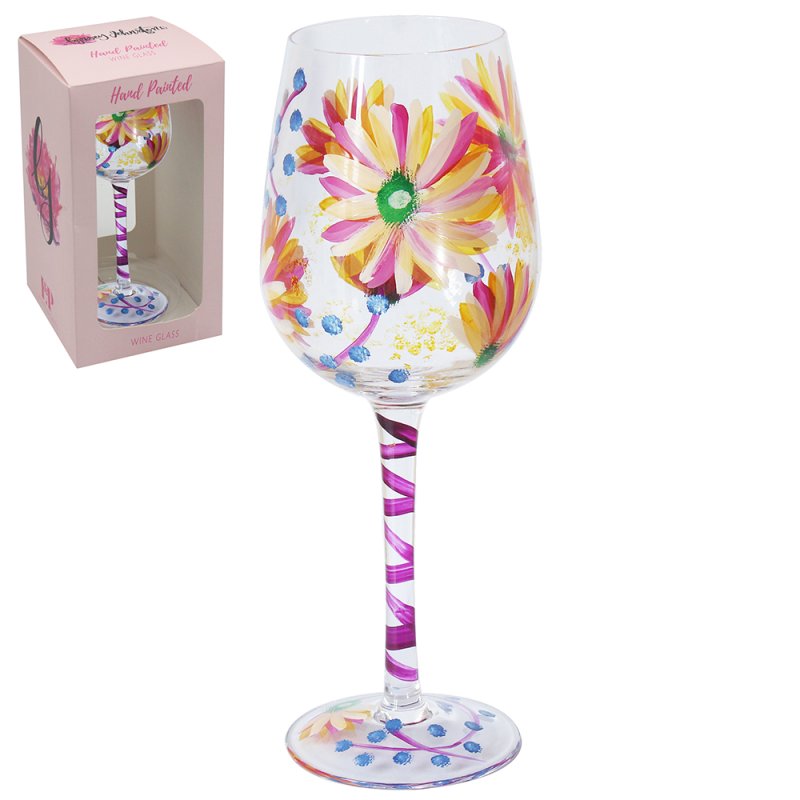 Lesser & Pavey SUMMER DAISIES WINE GLASS LP74525