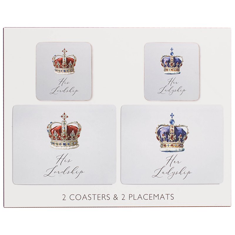 Lesser & Pavey LORDSHIP & LADYSHIP COAST/PL COASTERS & PLACEMATS SET 2 LP96816