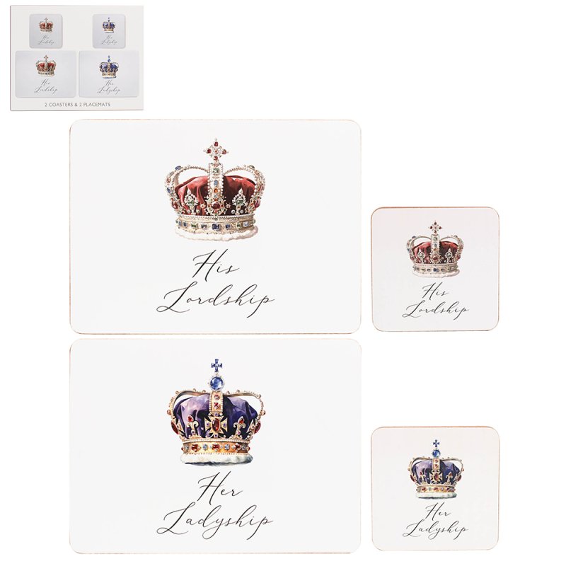 lesser & pavey LORDSHIP & LADYSHIP COAST/PL COASTERS & PLACEMATS SET 2 LP96816