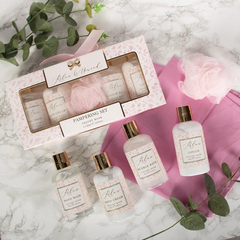 lesser & pavey MADELAINE PAMPER SET PINK VELVET & ROSE LP75468