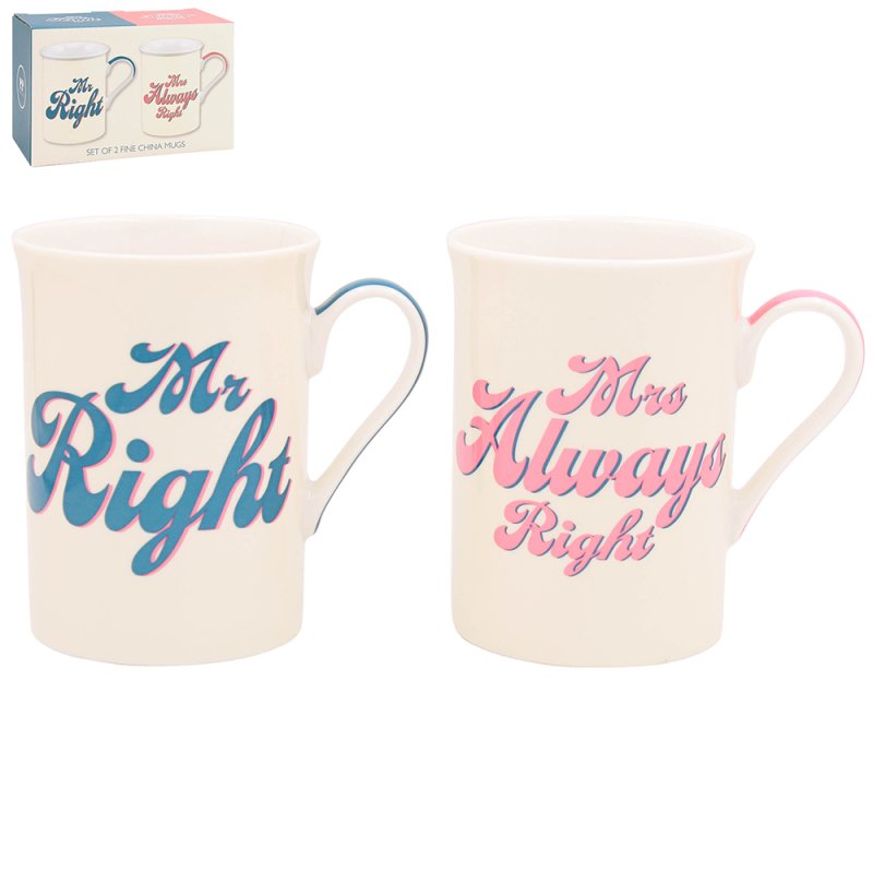 lesser & pavey MR RIGHT&MRS ALWAYS RIGHT MUGSSET 2 LP96797