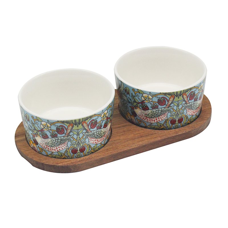 lesser & pavey STRAWBERRY THIEF SNACK BOWLS WOODEN BASE LP75846