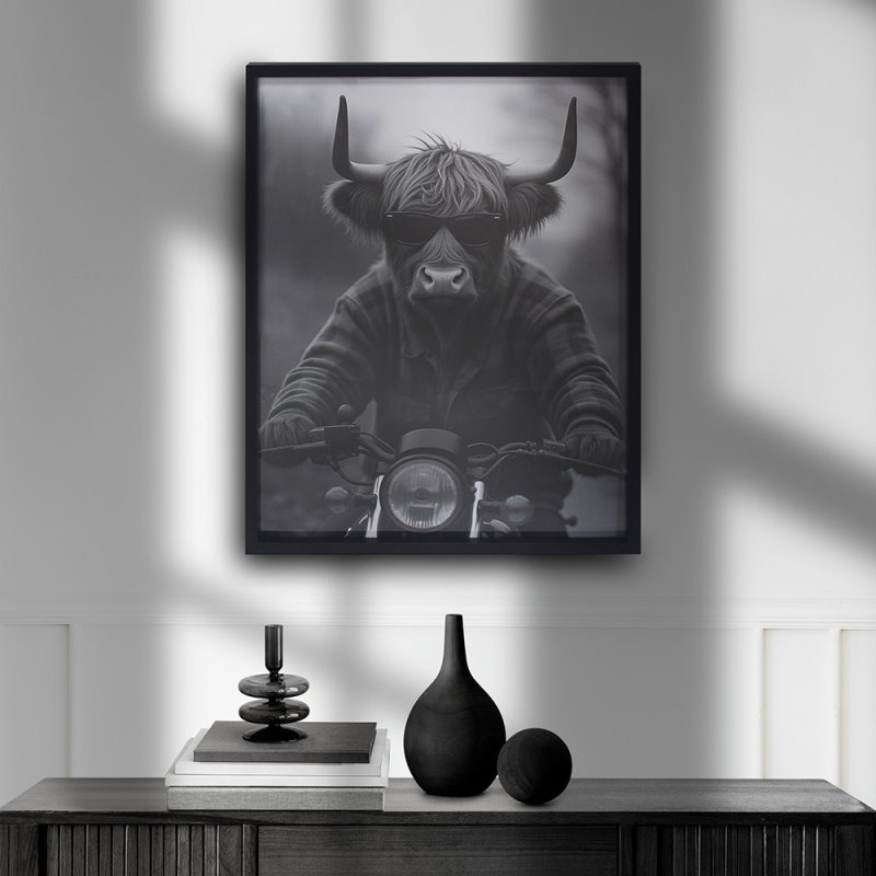 lesser & pavey WALL ART HIGHLAND COW ON MBIKE45X60 CM LP76124