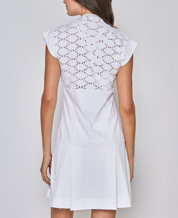 L'etoile CAP SLEEVE LACE DRESS White