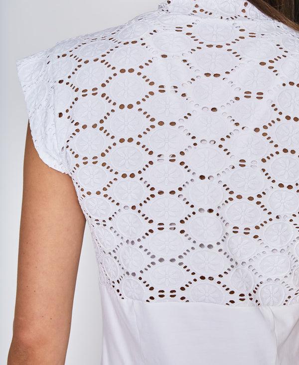 L'etoile CAP SLEEVE LACE DRESS White