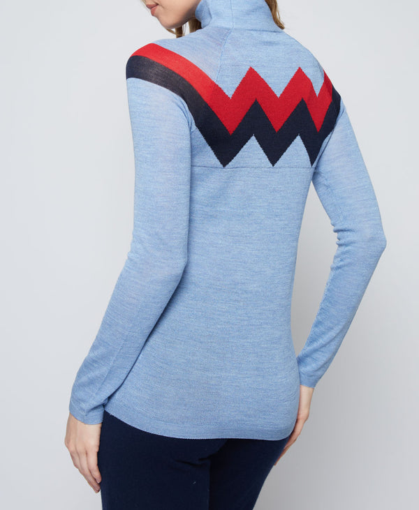 L'etoile CHEVRON MOCK NECK SWEATER Light Blue